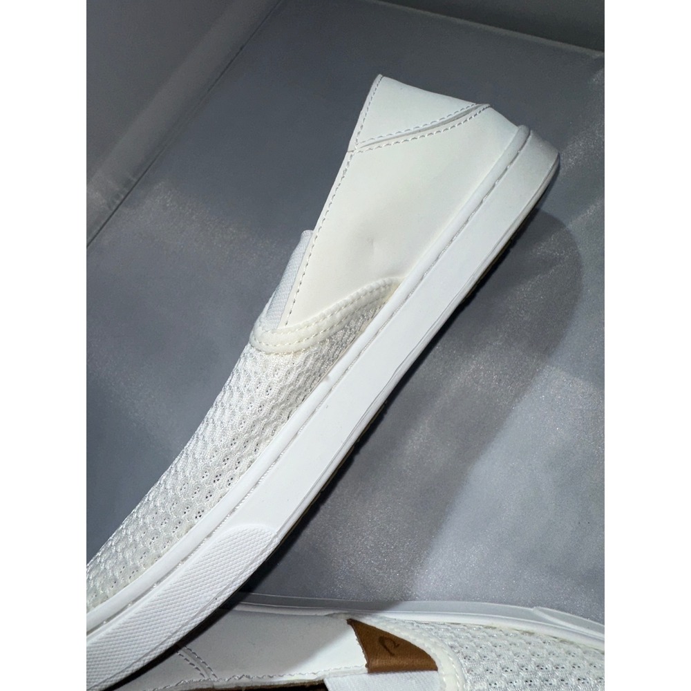 OluKai Pehuea Womens 7.5 White Mesh Slip On Sneakers 20271-WBWB Drop-In Heel - Picture 7 of 8